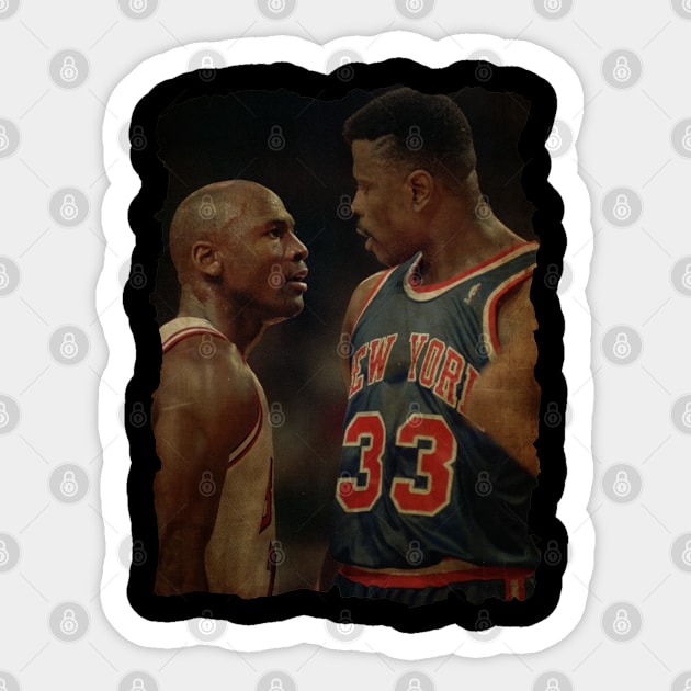 Michael Jordan vs Patrick Ewing, 1992 Vintage Sticker by CAH BLUSUKAN